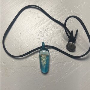 🪼🪼🪼GLASS LUMINOUS JELLYFISH PENDANT WITH LEATHER NECKLACE 🪼🪼🪼